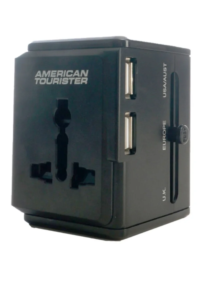 Universal Travel Adapter Black|3 USB Ports|Compact and Portable|Universal Compatibility